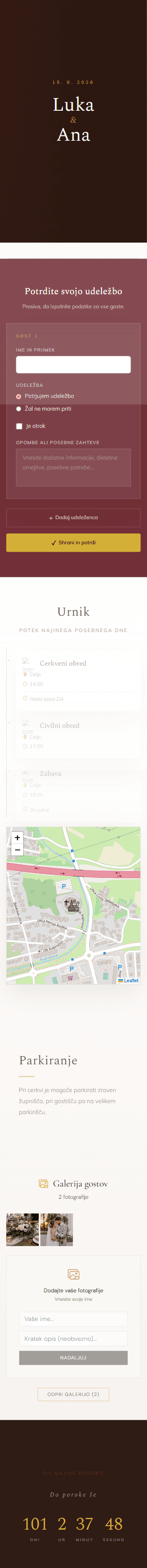 Porokca mobile wedding website preview