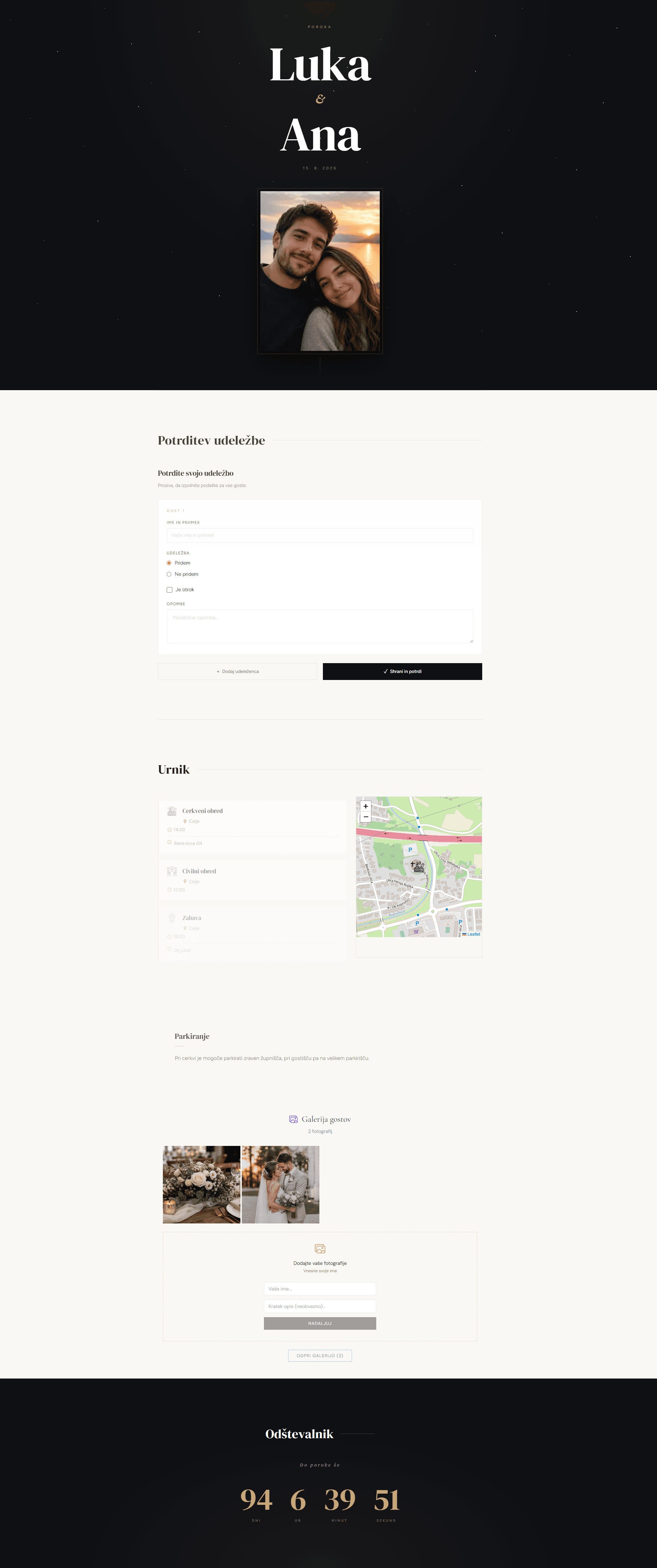 Ponikva wedding website template preview